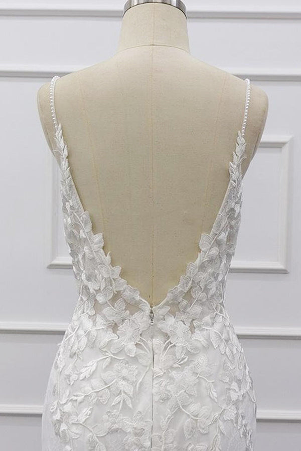 Best Spaghetti Strap Appliques Mermaid Wedding Dress