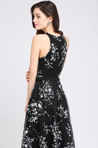 Black Long A-line sleeveless Evening Dresses