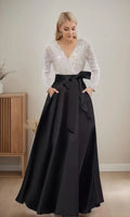 Long Sleeve Bow Dress Sequin Top Gown With A Bow