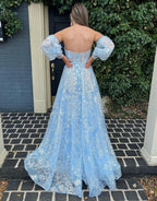 A-Line Sweetheart Lace Prom Dress with Sleeves