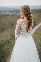 Boho Wedding Dress Low Open Back Bridal  Gown Separates Wedding Dress
