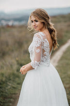 Boho Wedding Dress Low Open Back Bridal  Gown Separates Wedding Dress