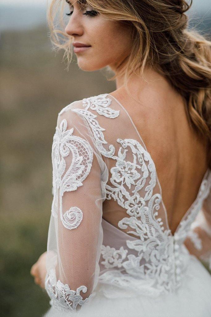 Boho Wedding Dress Low Open Back Bridal  Gown Separates Wedding Dress