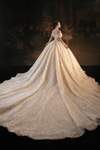 Luxury Off Shoulder Ball Gown Wedding Dress with Corset & Lace Train