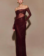 Chic One-Shoulder Rhinestone Fitted Prom Dress