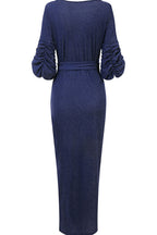 Sexy Solid Patchwork V Neck Evening Dress Dresses(3 Colors)