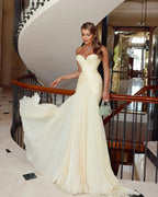 Light Yellow Shiny Chiffon Prom Gowns Sweetheart A Line Evening Dresses Women Elegant Formal Occasion Dress Customized