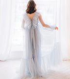 Tulle Baby Shower Light Blue Dress For Mommy