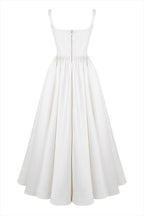 Wide Straps Corset Solid Color Gowns Maxi Dresses-White