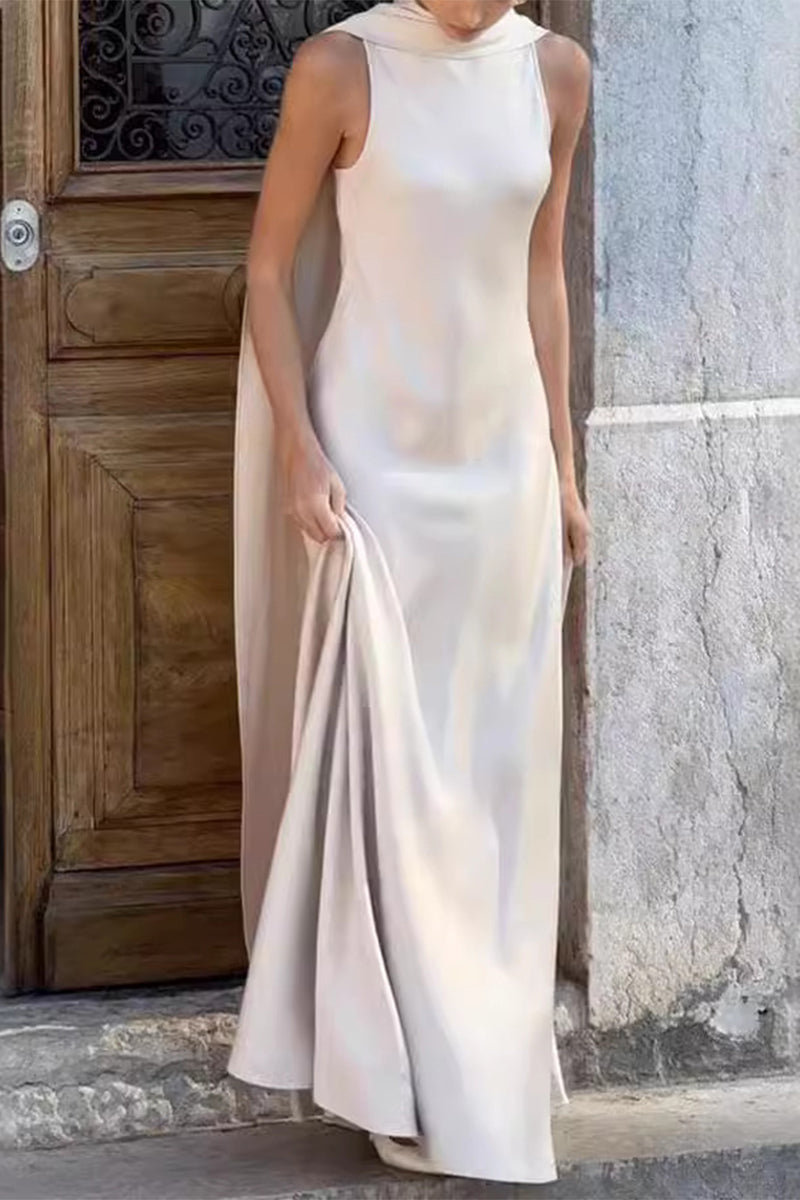 Celebrities Elegant Solid Patchwork O Neck Evening Dress