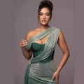 Solid Color Sleeveless Strapless Slit Prom Dress
