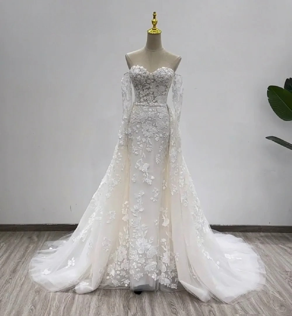 Newest Wedding Dress Mermaid 2 in 1 Sweetheart Neckline With Deta Customized Bride Gowns Vestidos De Novias