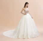 Charming Floral Lace Appliques Wedding Dress Gorgeous White Beads Bridal Gown