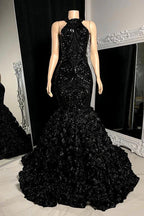 Charming Long Mermaid Sleeveless High Collar Prom Dress