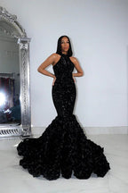 Charming Long Mermaid Sleeveless High Collar Prom Dress