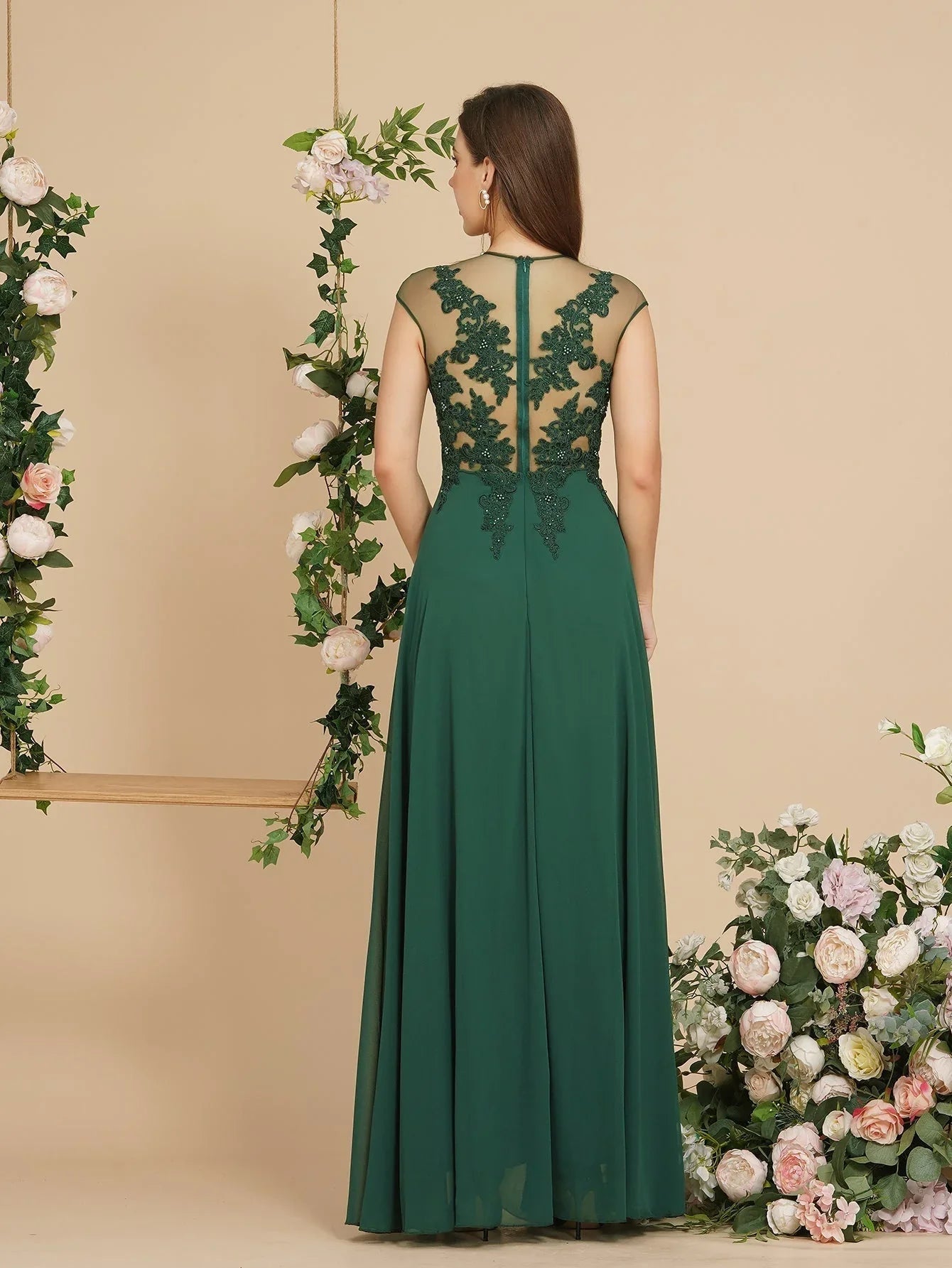 Charming Sleeveless Beadings Aline Evening Maxi Dress Cap Sleeves Bridesmaid Dress