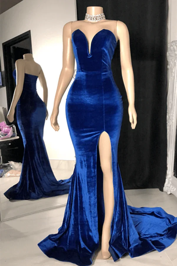 Charming Sleeveless Sweetheart Split Front Long Mermaid Prom Dress