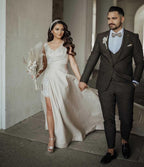 Chic Floor Length Sweetheart Sleeveless A-Line Sequined Prom Dress with Split