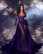 Chic Floor Length Sweetheart Sleeveless Satin Prom Dress with Ruffles