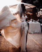 Chic Long A-line Sweetheart Lace Tulle 3D Floral Wedding Dress