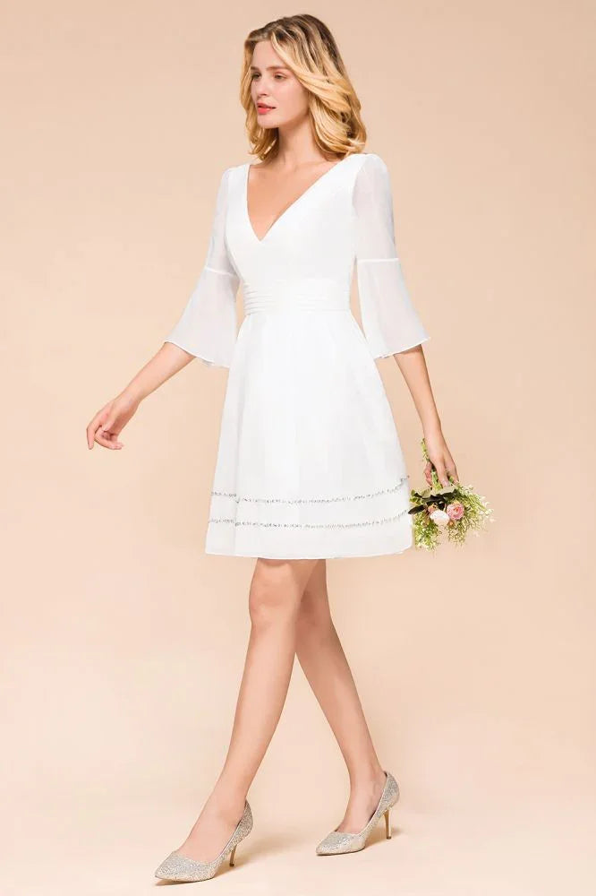 Chiffon Knee Length Simple Daily Casual Dress Beach Bridesmaid Dress