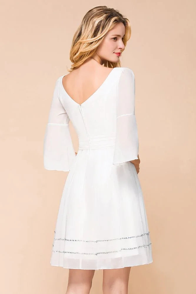 Chiffon Knee Length Simple Daily Casual Dress Beach Bridesmaid Dress