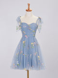 Aline Short Sweetheart Tulle Floral Homecoming Dress