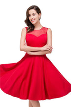 Crew Knee-length A-line Red Bridesmaid Dresses