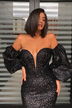 Off The Shoulder Mermaid Prom Gown with Sweetheart Neckline and Removable Sleeves