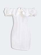 Satin Ruffled Strapless Mini Dress