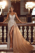 Designer A-Line High Split Wedding Dresses With Lace