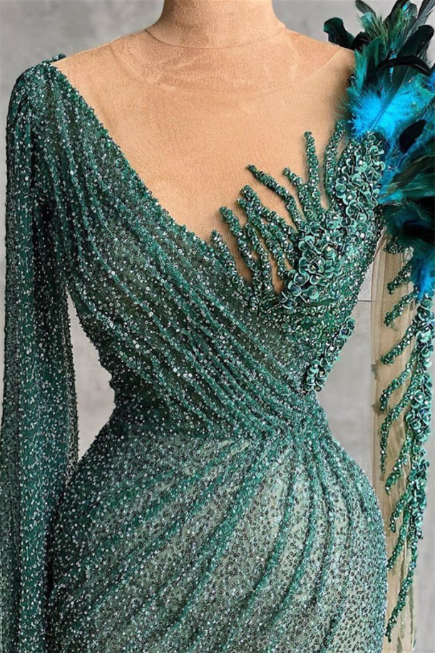 Designer evening dresses long with sleeves