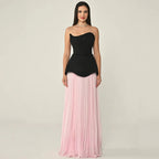 Women Formal Event Dresses Strapless Pink Evening Gown Customized Draped Beading Long Prom Party Dresses 2025 Birthday