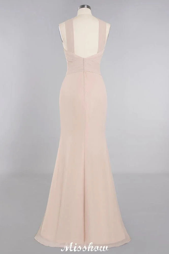 Dreamful Halter Slim Mermaid Bridesmaid Dress Floor Length Party Dress