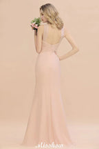 Dreamful Halter Slim Mermaid Bridesmaid Dress Floor Length Party Dress