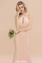 Dreamful Halter Slim Mermaid Bridesmaid Dress Floor Length Party Dress