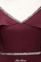 elegant A-line Chiffon V-Neck Spaghetti Straps Sleeveless Floor-Length Bridesmaid Dresses with Beading