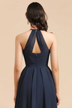 Elegant A-line Sleeveless V-Neck Ruffle Chiffon Lace Bridesmaid Dresses