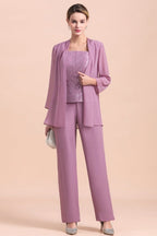Elegant Cap-Sleeves Lace Chiffon Affordable Mother of Bride Online with Wrap