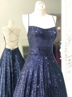 Elegant Long A-line Strapless Sequined Open Back Formal Prom Dresses