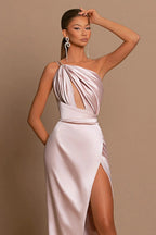 Elegant Long Mermaid One Shoulder Formal Prom Dress With Slit
