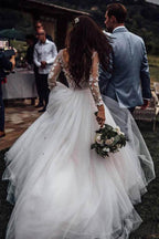 Elegant Long Sleeves Tulle Wedding Dresses Bridal Gowns With Lace Applique