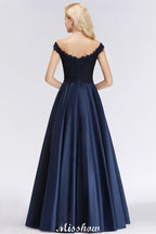 Elegant Off-the-Shoulder Ruffles Beads Prom Dresses | A-Line Sleeveless Evening Dresses