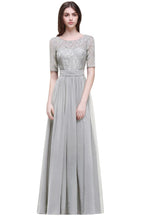 Elegant Scoop Chiffon A-line Prom Dress With Lace