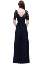 Elegant Scoop Chiffon A-line Prom Dress With Lace