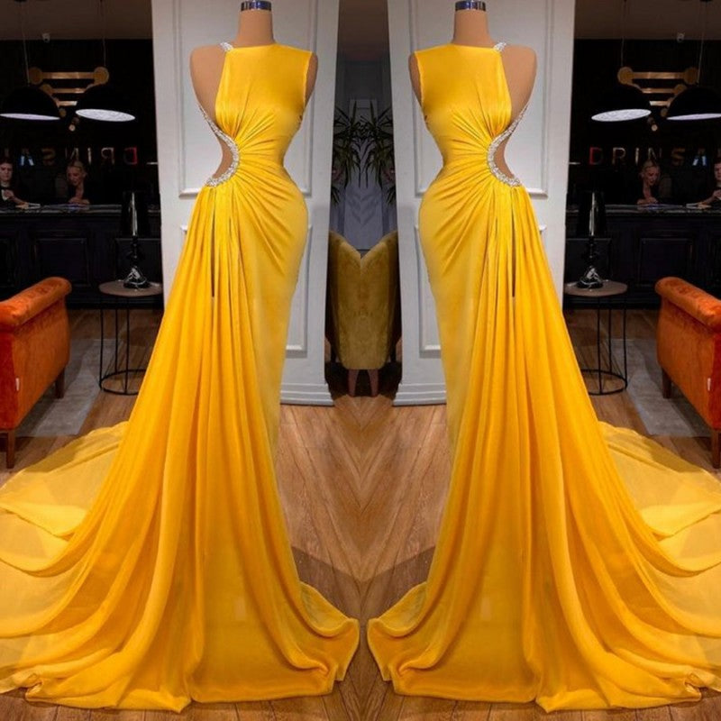 Elegant Sleeveless Long Mermaid Prom Dress With Slit