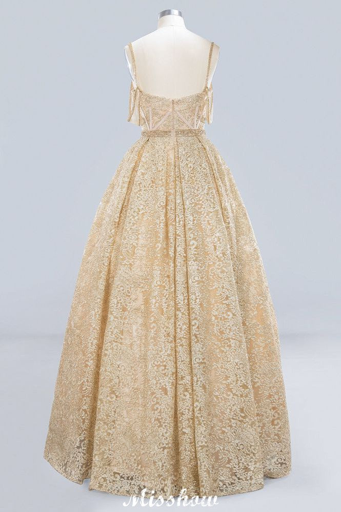Elegant Tulle Lace Ball Gown Shaghetti Sweetheart Sleevless Wedding Dress