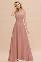 Elegant V-Neck A-line Evening Maxi Dress Bridesmaid Dress Sleeveless Styles