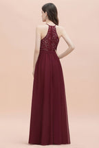 Elegant V-Neck Chiffon Bridesmaid Dress Backless aline Party Dress with Sequins