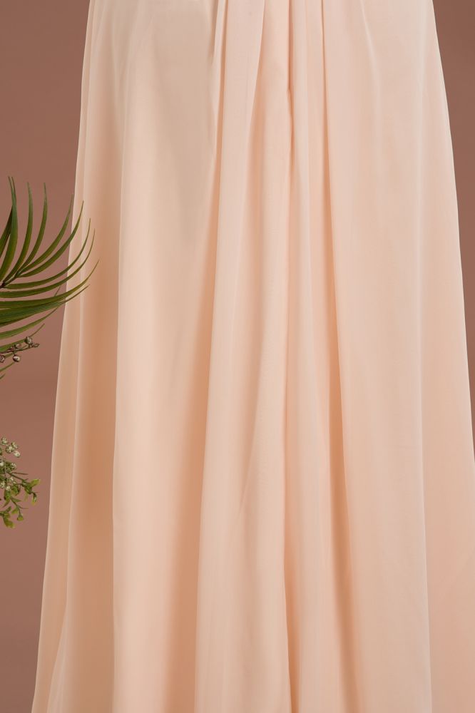 Elegant V-Neck Ruffles Simple Formal Dresses | A-Line Sleeveless Chiffon Evening Dresses